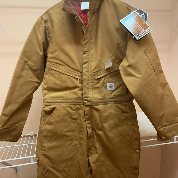 Carhartt Quilted coveralls 42 Tall 42T tan brown insulated cotton duck canvas - Picture 4 of 15